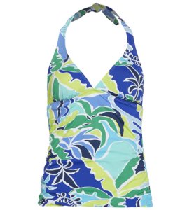 Nautica Cocktails On The Bow Halter Tankini Top - Blue/Cocktails Large - Swimoutlet.com