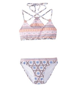 O'neill Girl's Evie Racerback Top Two Piece Swimsuit 2T-6 - Multi 2T Elastane/Polyamide - Swimoutlet.com