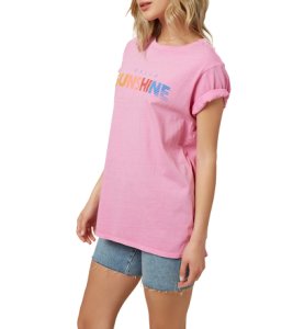 O'neill Hello Sunshine Oversized T-Shirt - Begonia Large Cotton - Swimoutlet.com