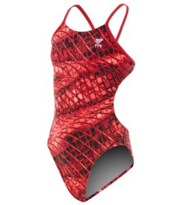 TYR Girls' Plexus Cutoutfit One Piece Swimsuit - Red 22 Polyester/Spandex - Swimoutlet.com