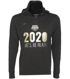 Usa Swimming Speedo Men's 2021 We'll Be Ready Lightweight Pull Over Hoodie - Black Heather Large Size Large Cotton/Polyester - Swimoutlet.com