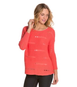 Volcom Easy Does It Sweater - Electric Coral Medium Cotton - Swimoutlet.com