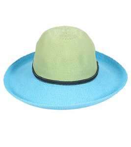 Wallaroo Women's Victoria Two-Toned Straw Hat - Lime/Turquoise - Swimoutlet.com