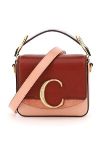 CHLOE' CHLOE' C BICOLOR MINI BAG OS Pink, Brown Leather