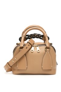 CHLOE' DARIA SMALL LEATHER BOWLING BAG OS Beige Leather