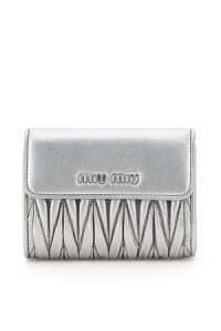 MIU MIU SMALL MATELASSE' WALLET OS Silver Leather