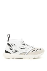 VALENTINO HEROES REFLEX SNEAKERS 44 White, Black, Silver Technical, Leather