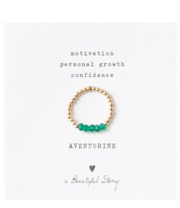 A Beautiful Story-Rings - Beauty Aventurine Gold Plated Ring S/M - Green