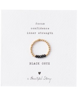A Beautiful Story-Rings - Beauty Black Onyx Gold Ring S/M - Black