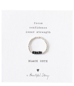 A Beautiful Story-Rings - Beauty Black Onyx Silver Plated Ring S/M - Black