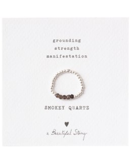 A Beautiful Story-Rings - Beauty Smokey Quartz Silver Ring S/M - Grey