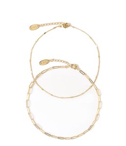 Orelia-Anklets - Curb And Figaro Chain Anklet - Gold-coloured