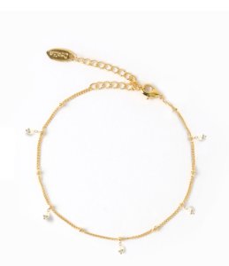 Orelia-Anklets - Pearl Satellite Chain Anklet - Gold-coloured