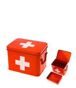 Present Time-Storage baskets - Medicine storage box metal small - Red