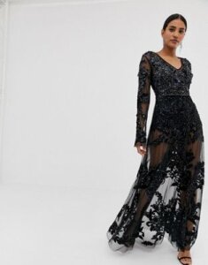 A Star is Born allover embellished maxi dress in black