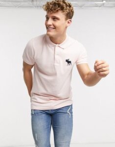 Abercrombie & Fitch exploded icon logo polo in pink