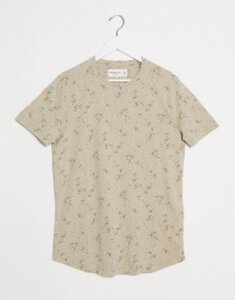Abercrombie & Fitch floral logo t-shirt in tan