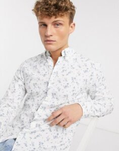 Abercrombie & Fitch super slim printed long sleeve shirt in white floral