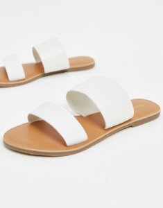 Accessorize leather two part flat sandals in white