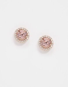 Accessorize stud earrings in rose gold with vintage rose stone