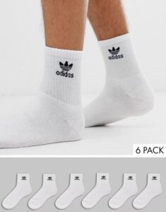 adidas Originals 6 pack quarter socks in white