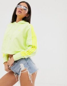 adidas Originals adicolor cropped hoodie in neon yellow