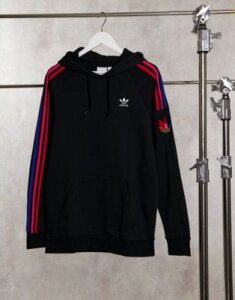 Adidas Originals hoodie with lock up 3D trefoil in black
