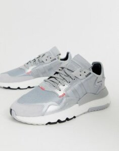 adidas Originals nite sweatpants sneakers in gray-White