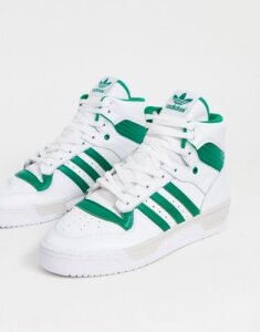 Adidas Originals rivalry hi top sneakers in white and green-Multi