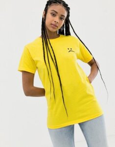 Adolescent Clothing sad face t-shirt-Yellow