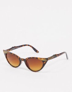 AJ Morgan cat eye sunglasses in tort with diamante detail-Brown