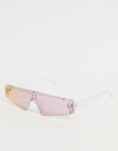 AJ Morgan slim visor sunglasses in clear with iridescent lens