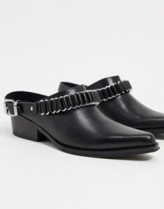 All Saints ryder leather western mules in black