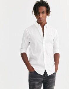 AllSaints Redondo half sleeve shirt with ramskull in white