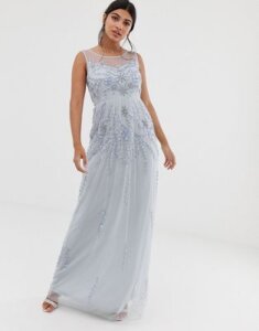 Amelia Rose embellished sleeveless maxi dress in soft blue