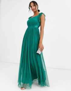 Anaya With Love frill maxi dress in emerald green