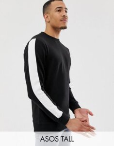 Another Influence TALL Arm Panel Crew Neck Sweat-Black