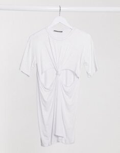 Another Reason mini t-shirt dress with knot front-White