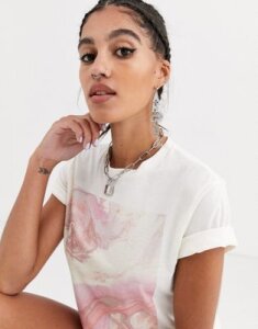 Another Reason relaxed t-shirt with marble graphic-Cream