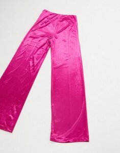 AQAQ high waist velvet pants in fuschia-Pink