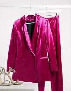 AQAQ Tailored velvet jacket in fuschia-Pink
