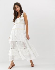 Aratta tiered maxi dress with embroidery detail-White