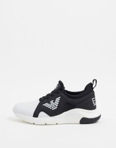 Armani EA7 Racer eagle logo sneakers in black and white