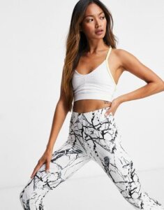 ASOS 4505 fitted crop top with mesh insert-White
