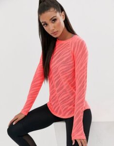 ASOS 4505 long sleeve top in sheer zebra in loose fit-Pink