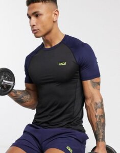ASOS 4505 muscle training t-shirt with contrast raglan-Multi