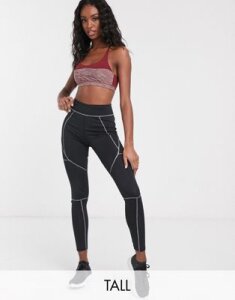 ASOS 4505 Tall high waist legging with reflective stitching-Black
