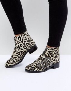 ASOS ALL FOR IT Leather Buckle Ankle Boots-Multi