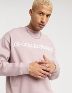 ASOS Dark Future oversized sweatshirt with multi placement print-Pink