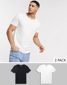 ASOS DESIGN 2 pack t-shirt with scoop neck save-Multi